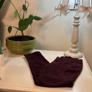 LAND’S END 30 Canvas Cords Pants Unisex Burgundy Plum Pin Straight Pants